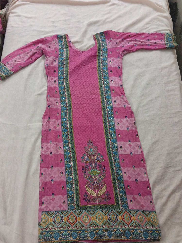 Pink jaipuri Embroidered Kurta