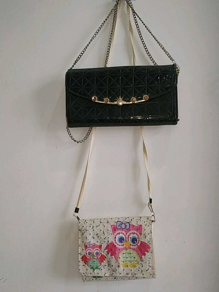 Black Clutch And Small Sling Bag Cute