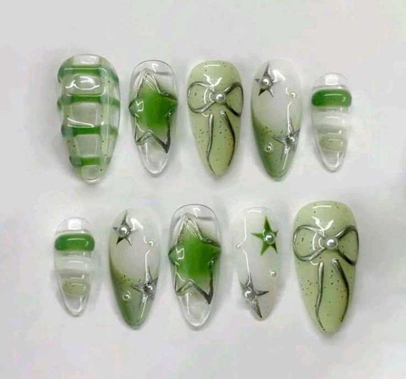 Green Press On Nails