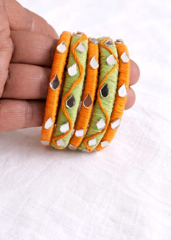 Handmade Tiranga Mirror Bangles - Set of 5