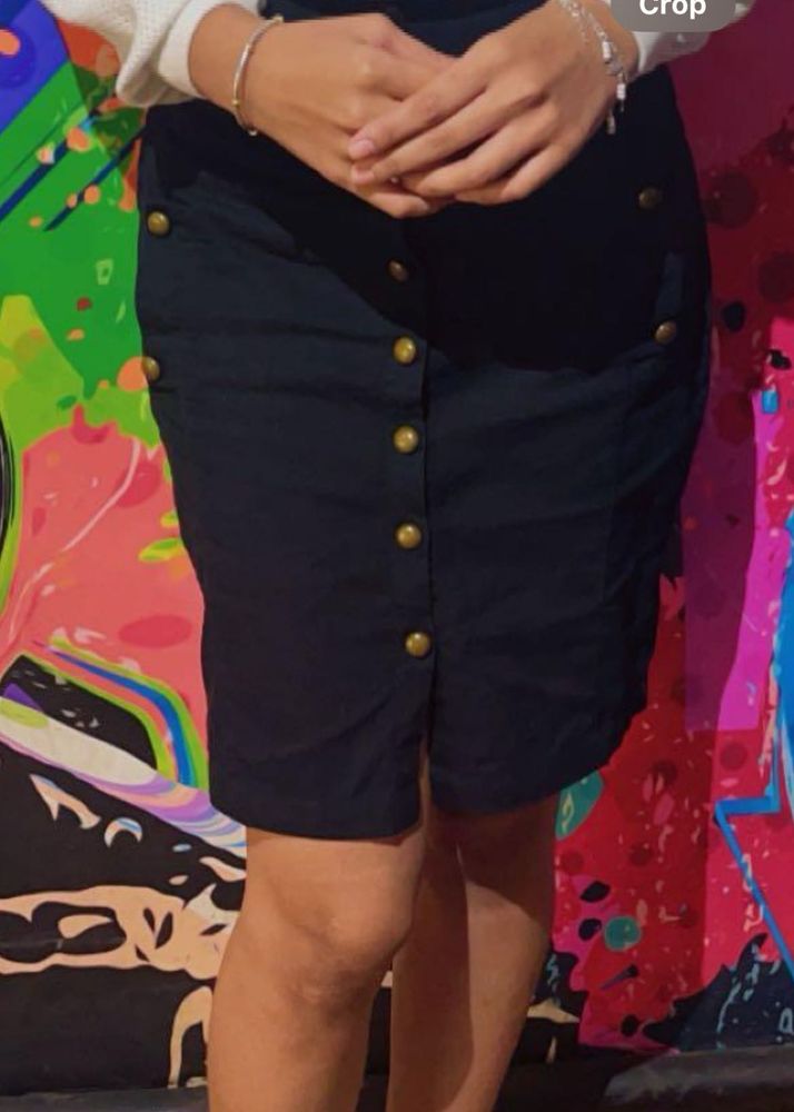 Button Front Mini Skirt