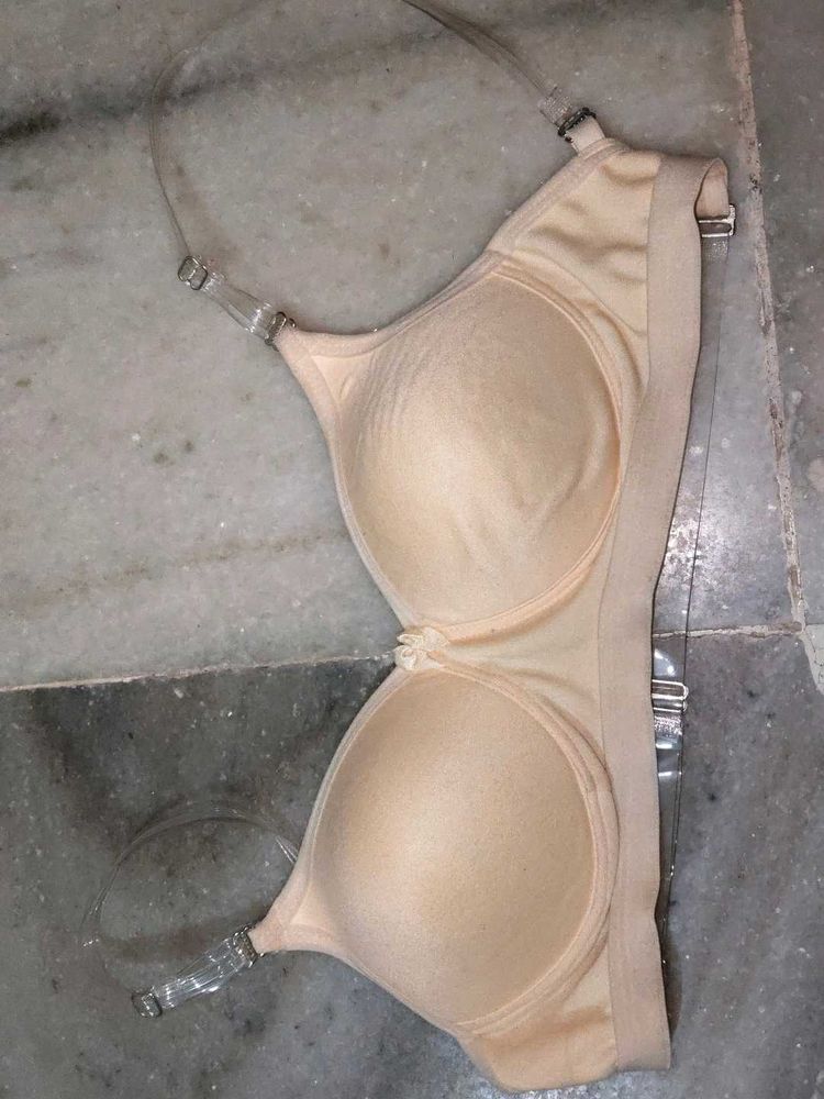 Beige Bra with Clear Straps