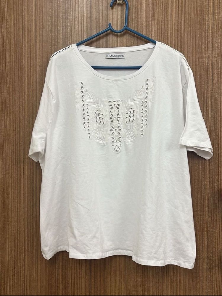 White Embroidered Top