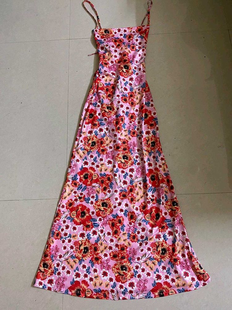 Floral Criss Cross Back Maxi Dress