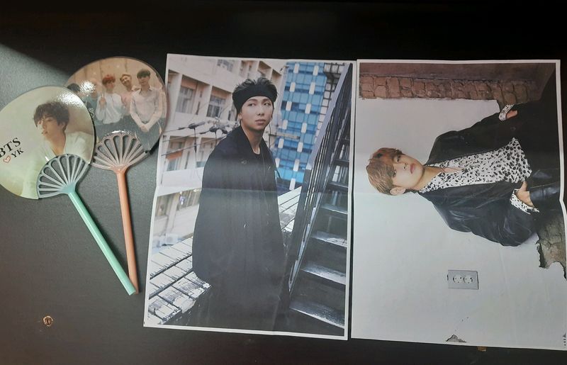 BTS Pens &amp; 2 Unofficial Folded Posters of V &amp; Rm