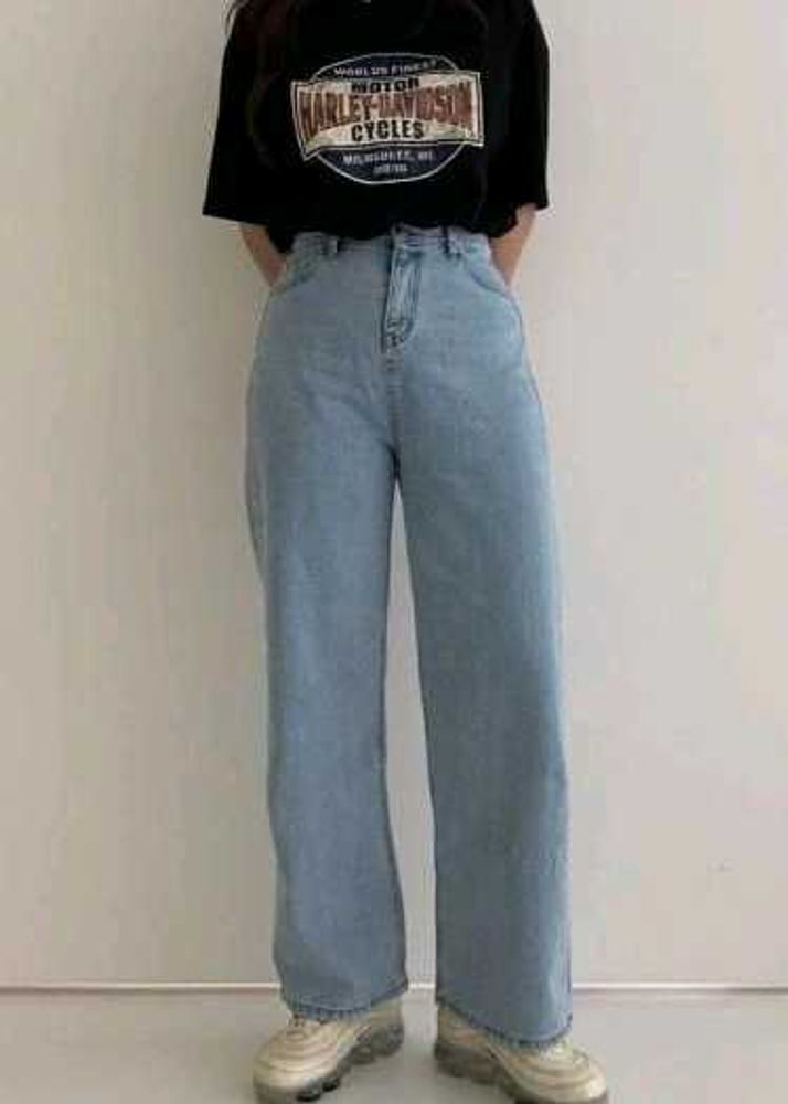 Max Care Wide Leg Sky Blue Jeans