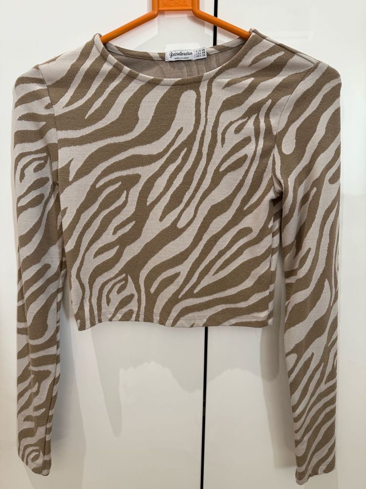 Zebra Print Long Sleeve Top