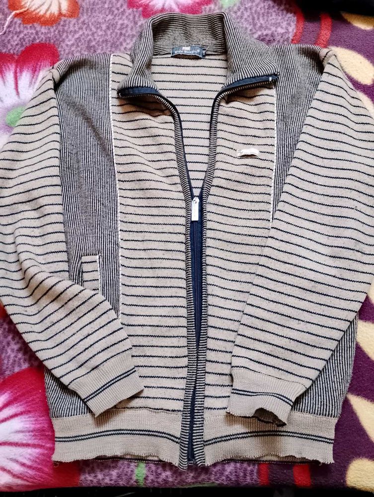 Striped Zip-Up Knit Jacket