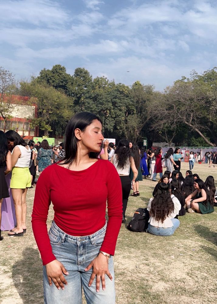 Red Long Sleeve Top