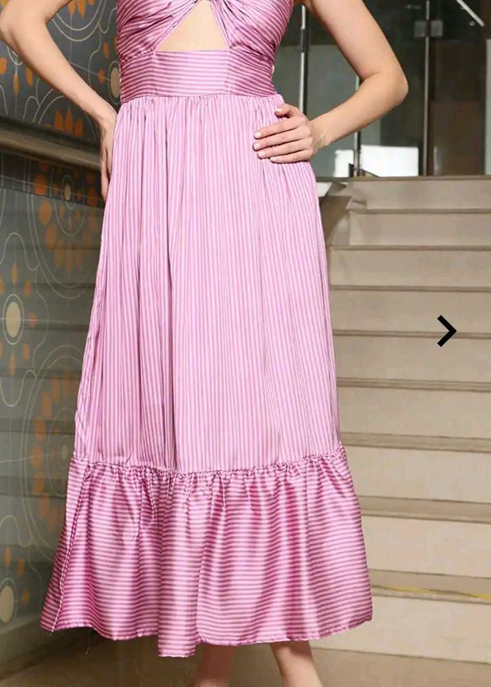 Striped Midi Dress with Cutout Detail