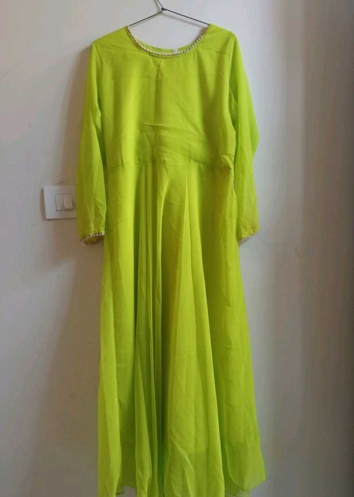 Lime Green Ethnic Gown with dupatta