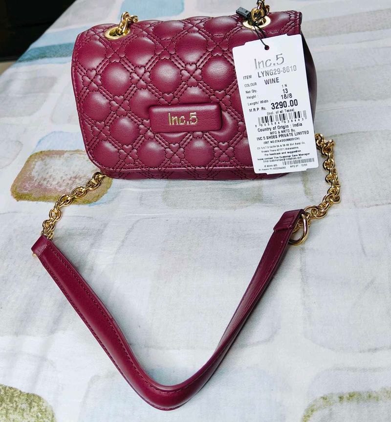 INC.5 Women Wine Quilted Sling Bag