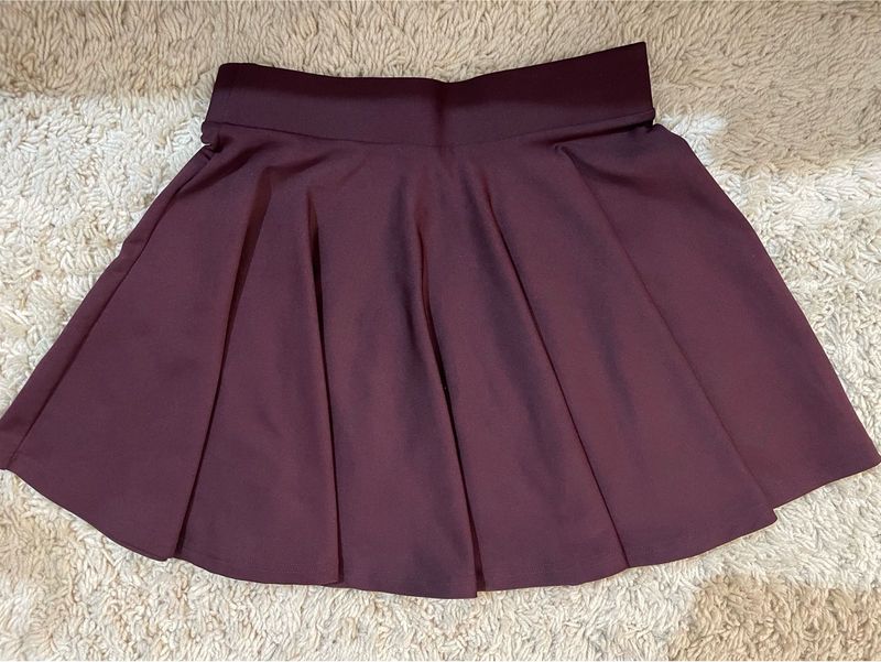 Wine Coloured Flared Skirt
