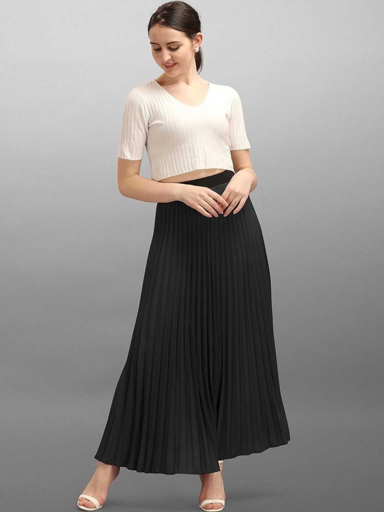 Elegant Black Pleated Skirt