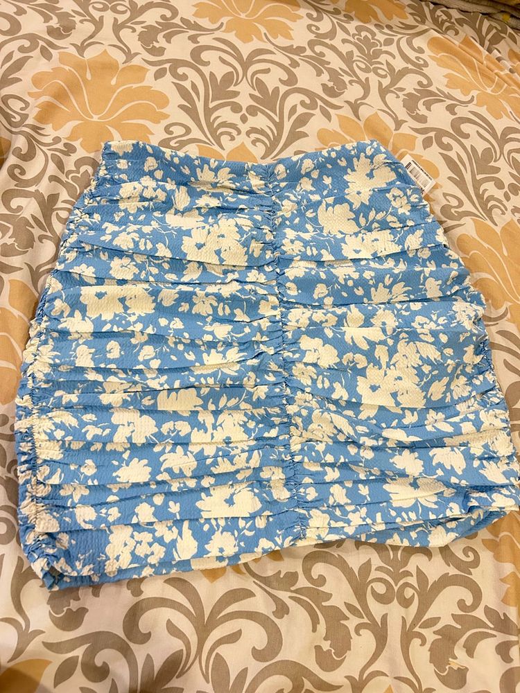 Floral Ruched Mini Skirt