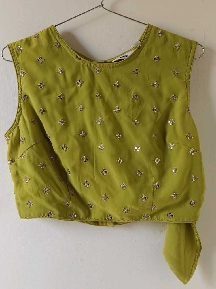 MAX Embroidered Green Blouse