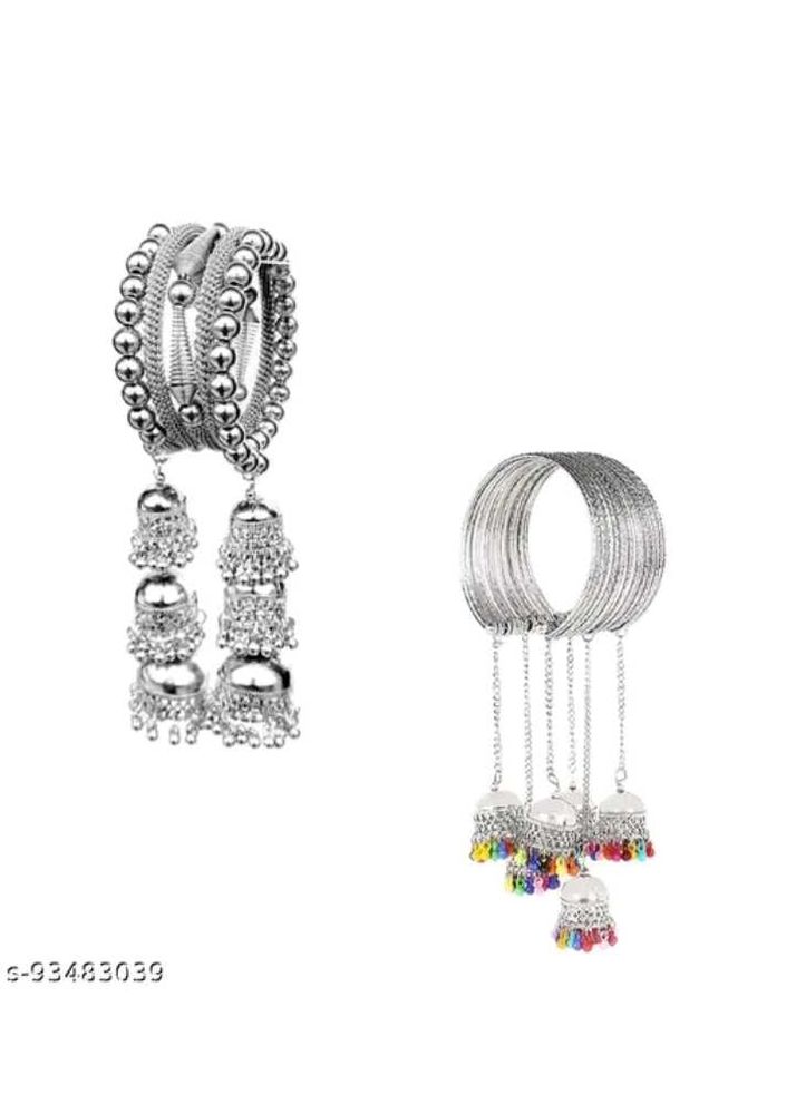 Stylish Silver Bangles (2 Designs)+Matching Jhumke