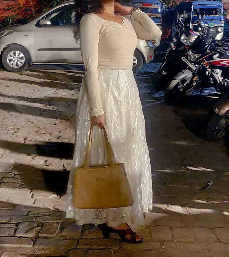 Sparkling White Ethnic Skirt