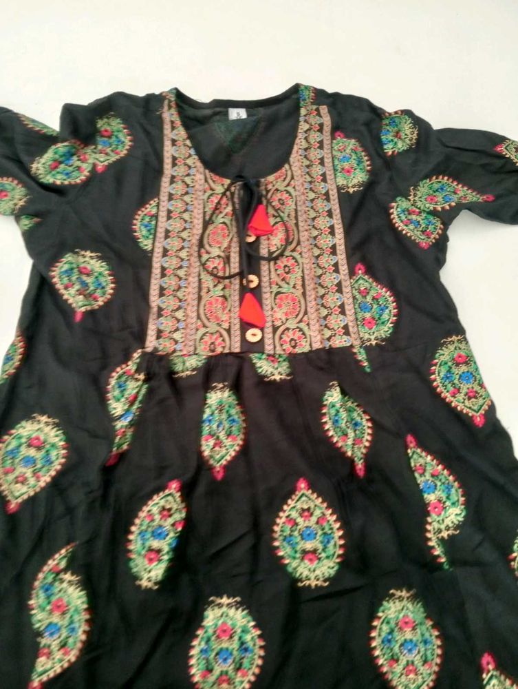 Black Paisley Embroidered Dress