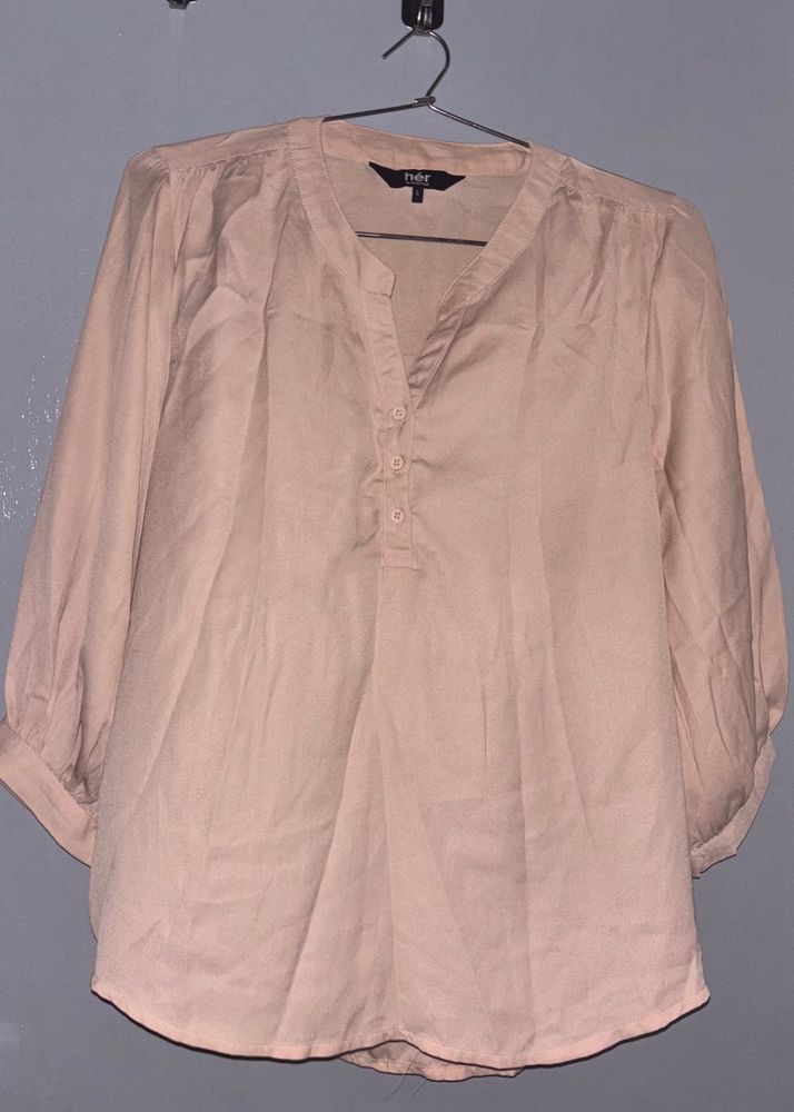 Nude 3/4 Sleeve Button Up