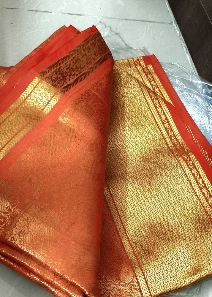 Orange Kanchipuram Silk Saree