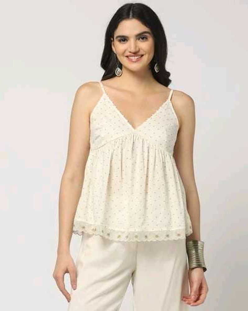 Traditional Elegant Sleeveless White Top
