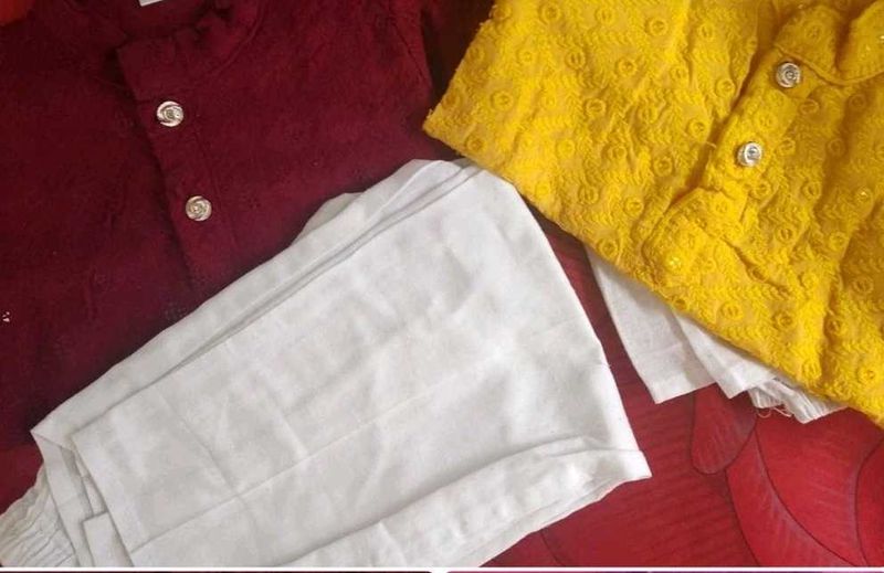 Kids Chikenkari Kurta Pajama Set Combo