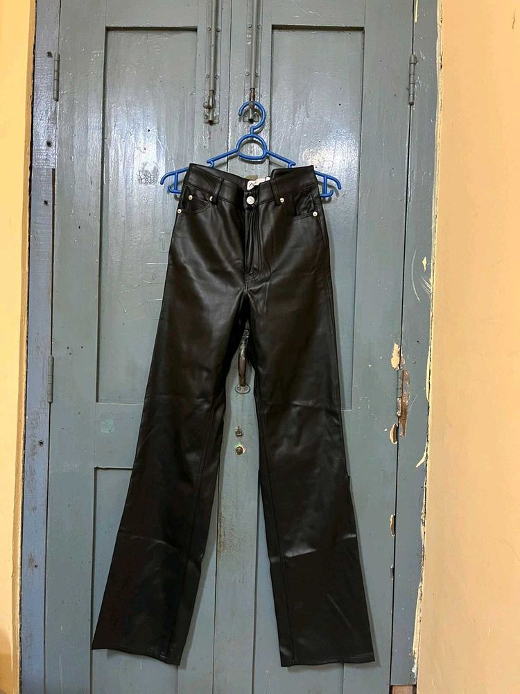 Zara straight fit leather pants