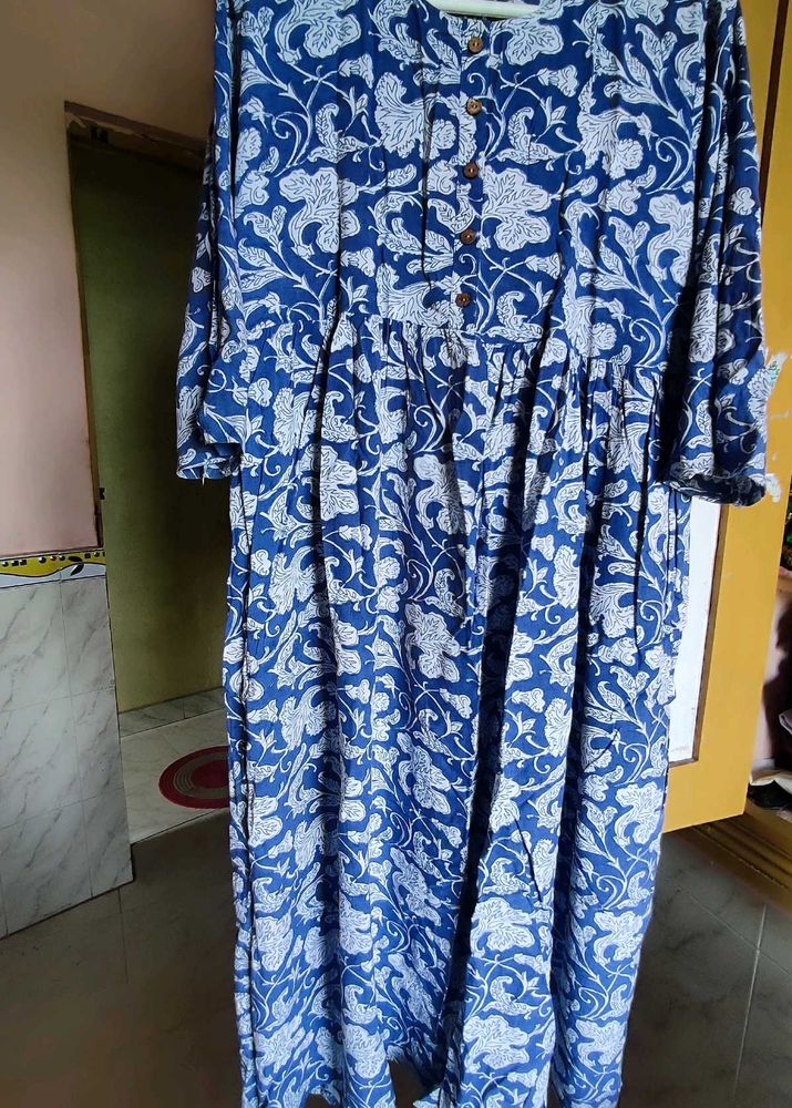 Blue Floral Print Dress