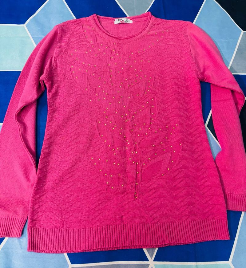 Pink Embellished Sweater