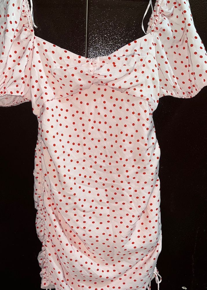 Polka Dot Puff Sleeve Mini Dress