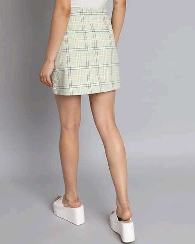 Green Plaid Mini Skirt