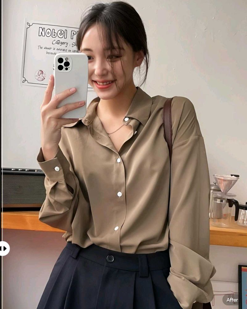 New with tag Pinterest Elegant Beige Button-Down S