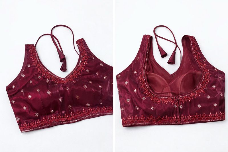 Maroon Embroidered Blouse