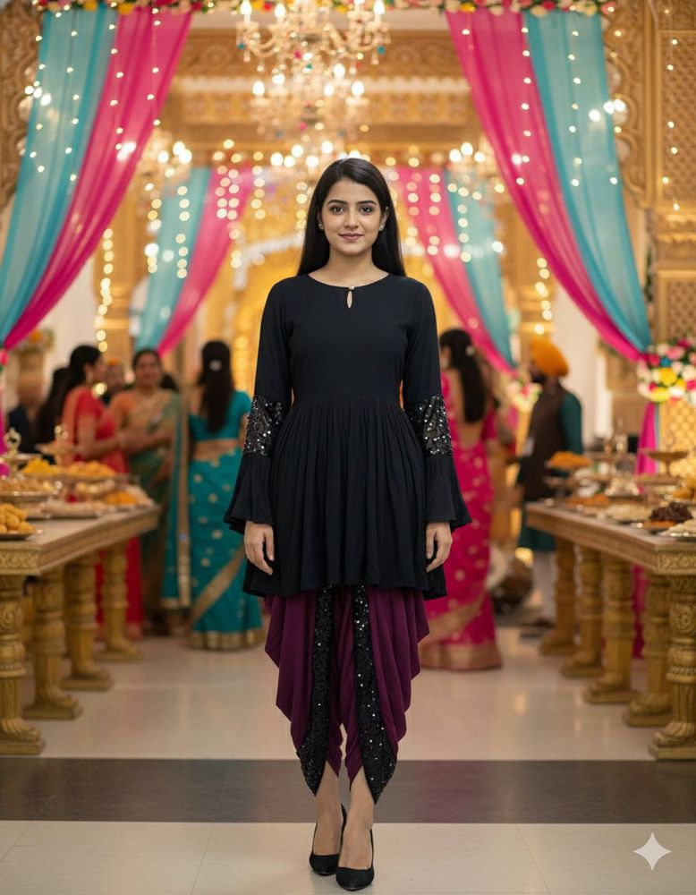 Black Tunic with Dhoti Pants