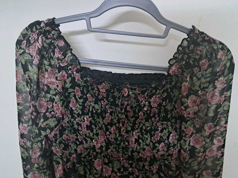 Floral Print Polyster Dress