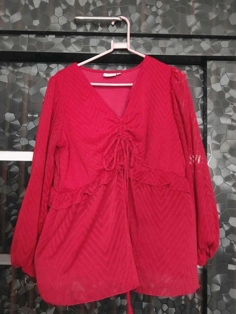 Red Ruffled Top