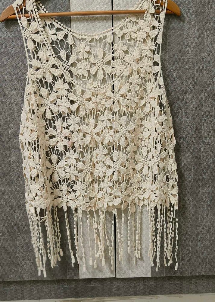 Floral Crochet Fringe Tank