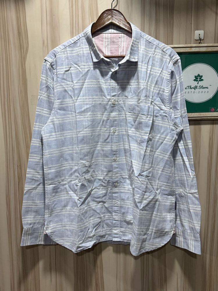 French Connection Blue Striped Formal Shirt
