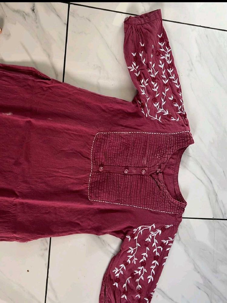 Maroon Embroidered Tunic