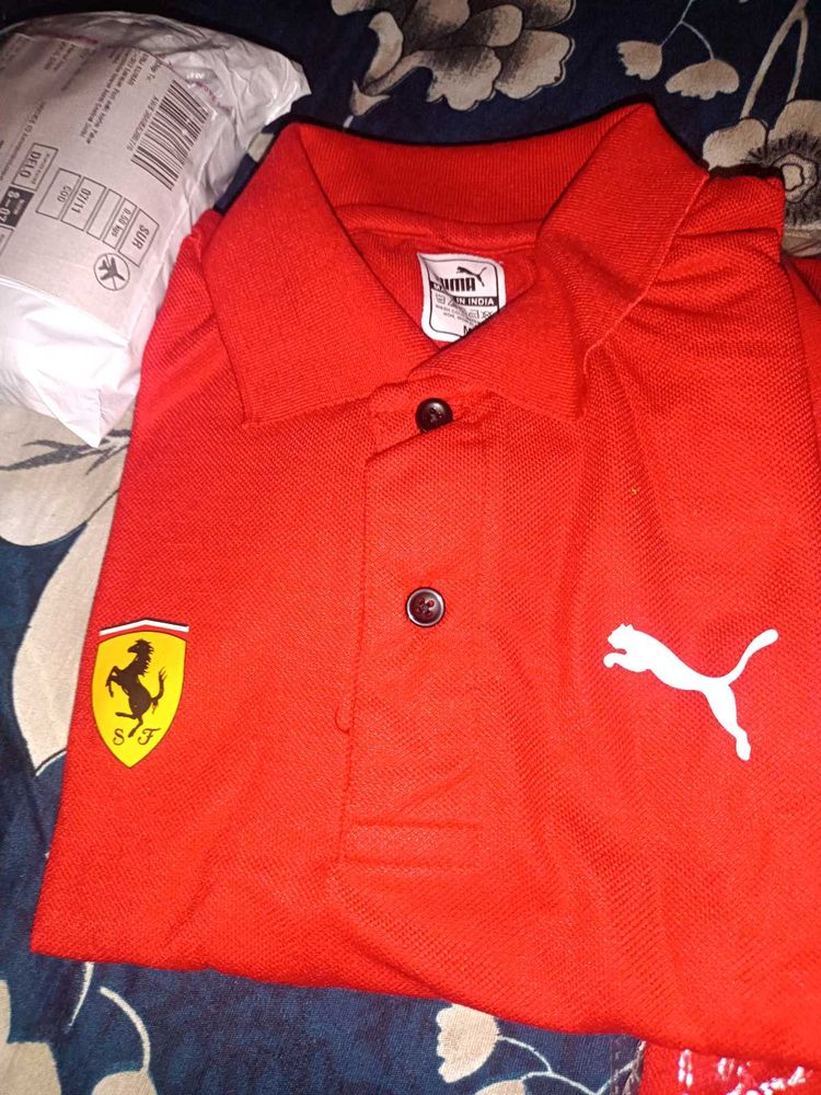 Red Ferrari Puma Polo Shirt || FIST COPY