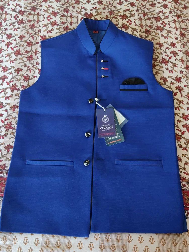 Vivaan Blue Nehru Vest - New with Tags