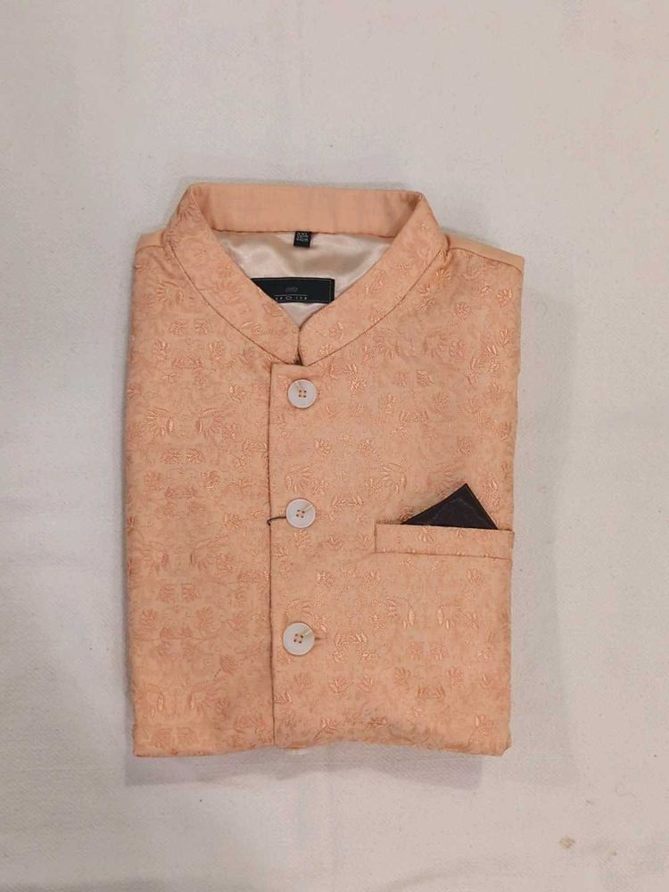 XXL - Orange Embroidered Nehru Jacket
