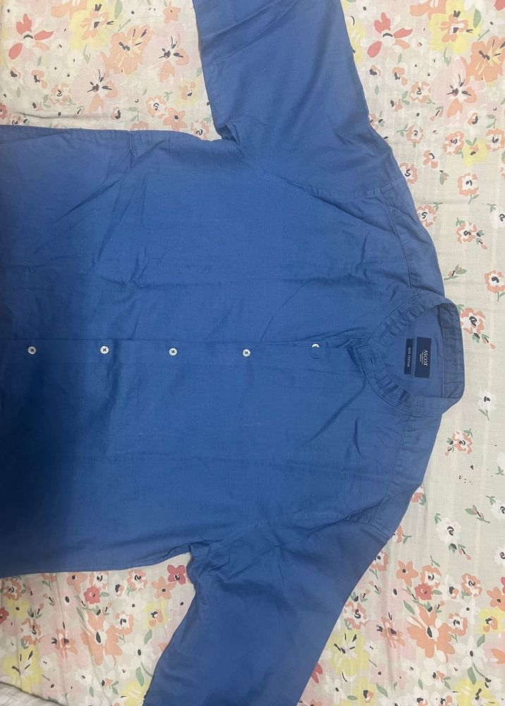 Blue Casual Shirt - ascot medium relaxed fit 100%