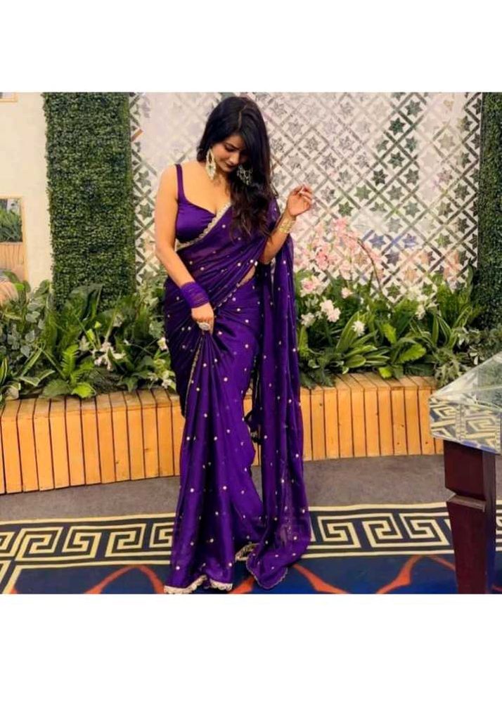 Elegant Purple Saree with Embellishments