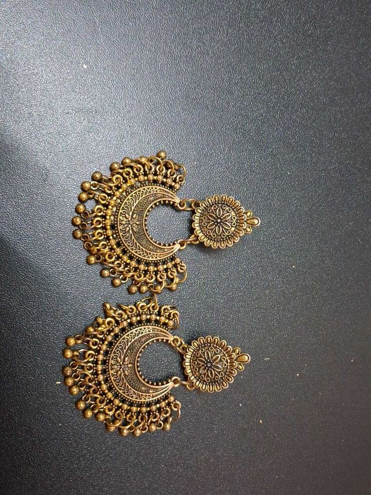 Golden Oxidised Earrings