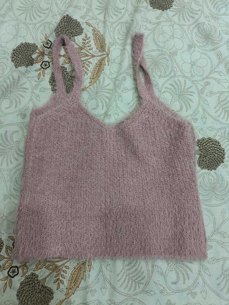 Pink Fuzzy Crop Top