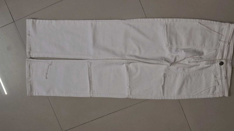 White Utility Pocket Jeans