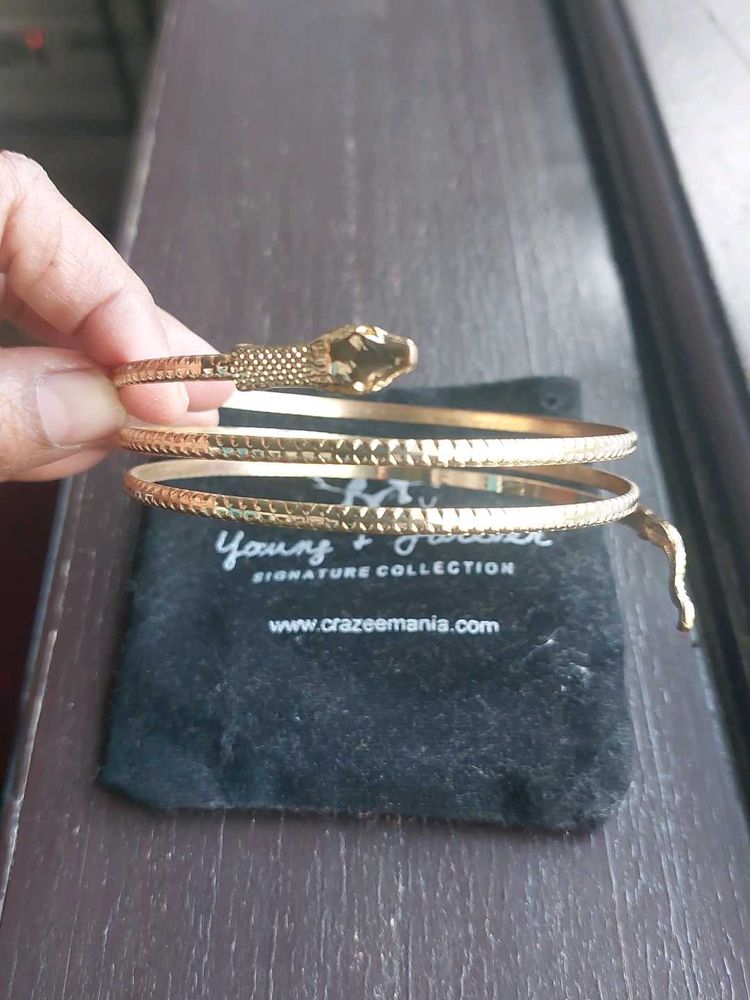 Gold Plated Brass Snake Arm Band Jewelry