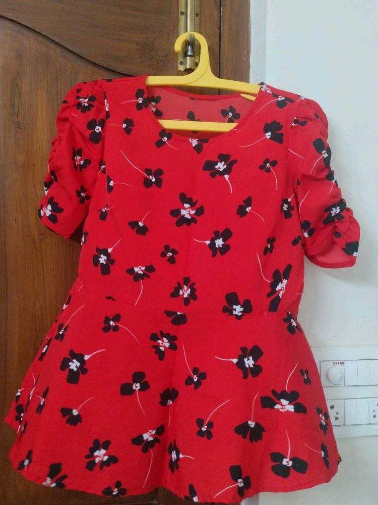 Red Floral Top